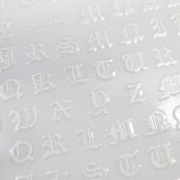 画像4: ネイルシール アルファベット カリグラフィー 英語 文字【ホワイト】ネイルステッカー ネイルアート セルフネイル デコレーション【2シート入り】きらきらぷんぷん丸 NAS-026 (4)