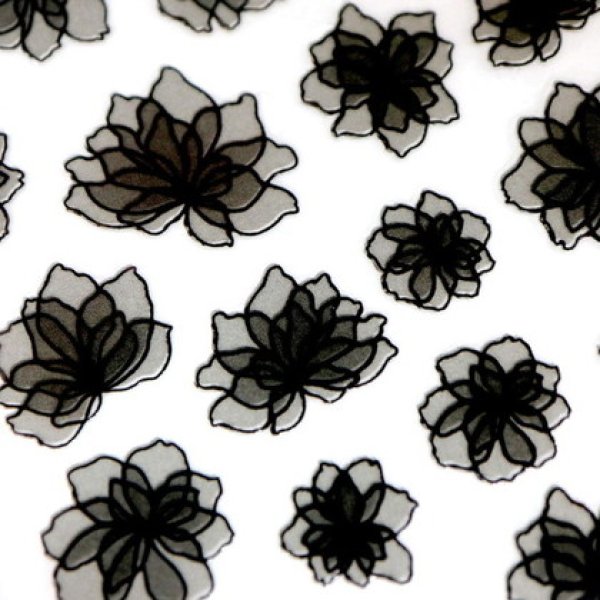 画像3: ネイルシール 花 フラワー 透け感 半透明【黒 ブラック】 ネイルステッカー ネイルアート セルフネイル デコレーション【1シート入り】きらきらぷんぷん丸 NAS-030 (3)