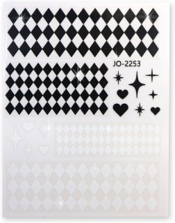 ネイルシール チェック チェッカー ハート キラキラ 透け感【ピンク