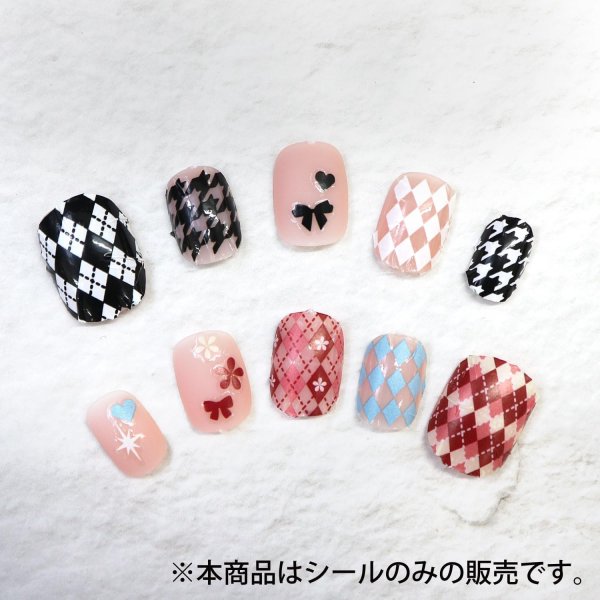 画像6: ネイルシール チェック チェッカー ハート キラキラ 透け感【ブラック ホワイト】 ネイルステッカー ネイルアート セルフネイル デコレーション【1シート入り】きらきらぷんぷん丸 NAS-040 (6)