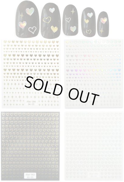 画像1: ネイルシール ハート 4種セット ゴールド オーロラ 4シート入り 金 ライン キラキラ ネイルステッカー ネイルアート セルフネイル きらきらぷんぷん丸 NAS-101 (1)