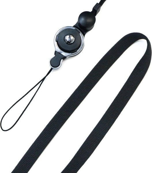 画像5: ネックストラップ スマホ ブラック 黒 首掛け 携帯ストラップ 鍵 ID パスケース ワンタッチ着脱 着脱式 吊り下げ 落下防止 紛失防止 きらきらぷんぷん丸 NKSP-001 (5)