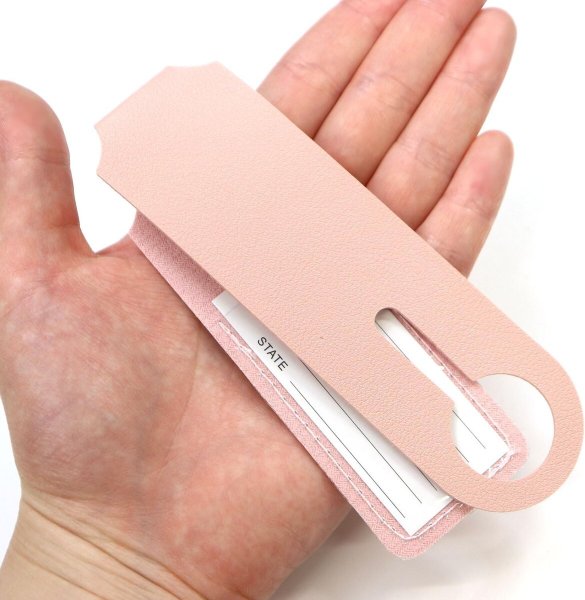 画像6: ネームタグ 革製 【ピンク】 3枚入りx〔1セット〕 荷物タグ ラゲッジタグ スーツケース 目印 ラゲージタグ レザー きらきらぷんぷん丸 NMT-014 (6)