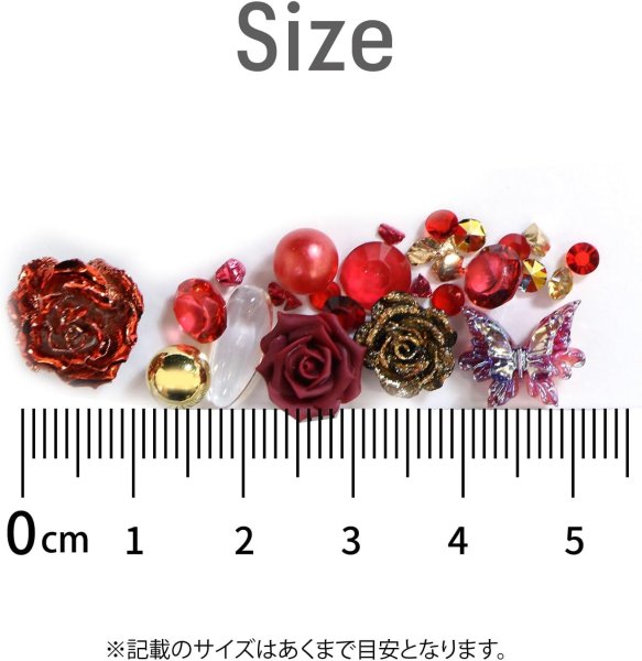 画像3: ネイルパーツ デコレーション【レッドセット】ミックスセット 立体 3D ジュエリー 手芸 パール ラインストーン 薔薇 ランダム きらきらぷんぷん丸 NP-051 (3)