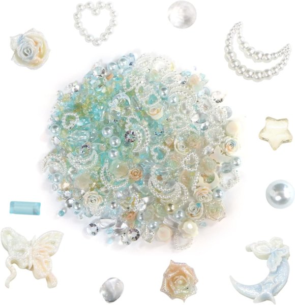 画像1: ネイルパーツ デコレーション【イエローセット】ミックスセット 立体 3D ジュエリー 手芸 パール ラインストーン 薔薇 ランダム きらきらぷんぷん丸 NP-053 (1)