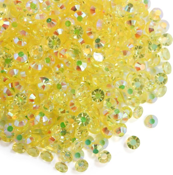 画像1: ネイルパーツ ラインストーン【イエロー】黄色 約800粒入り オーロラ デコ【3mm】大容量 推し活 ハンドメイド DIY 手芸 おしゃれ きらきらぷんぷん丸 NP-063 (1)