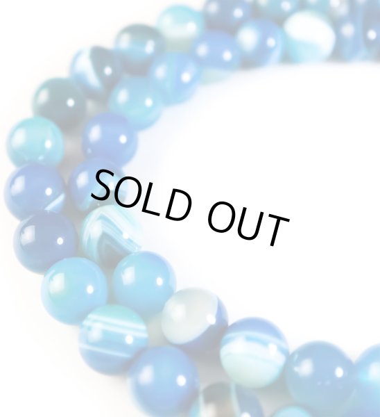 画像1: 【天然石】青めのう(ブルーアゲート) ブレスレット用 ビーズ 一連 10mm【約38粒入り】瑪瑙 手芸 ハンドメイド アクセサリー パーツ きらきらぷんぷん丸 NS-030 (1)