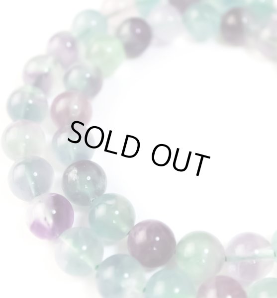 ③天然石 イットリウムフローライト　ハート　パーツ　ブレスレット2本セット 高品質虹入りレインボーフローライト約10～10.3mmブレスレット✿天然石