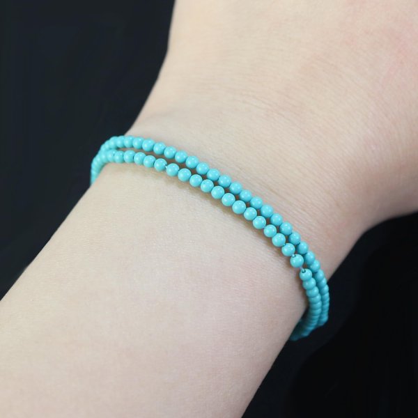 画像6: 【天然石】ターコイズ ブレスレット用 ビーズ 一連 2mm【約170粒入り】パワーストーン トルコ石 手芸 ハンドメイド アクセサリー パーツ きらきらぷんぷん丸 NS-044 (6)