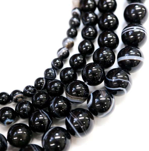 画像7: 【天然石】ブラックオニキス 黒めのう 黒瑪瑙 ビーズ ブレスレット用 一連 12mm【約32粒入り】パワーストーン 手芸 ハンドメイド アクセサリー パーツ きらきらぷんぷん丸 NS-059 (7)