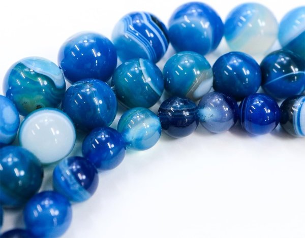 画像7: 【天然石】青めのう(ブルーアゲート) ブレスレット用 ビーズ 一連 8mm【約44粒入り】瑪瑙 手芸 ハンドメイド アクセサリー パーツ きらきらぷんぷん丸 NS-060 (7)