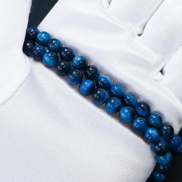 画像5: 【天然石】マリンブルータイガーアイ ブレスレット用 ビーズ 一連6mm【約59粒入り】パワーストーン 手芸 ハンドメイド アクセサリー パーツ きらきらぷんぷん丸 NS-065 (5)