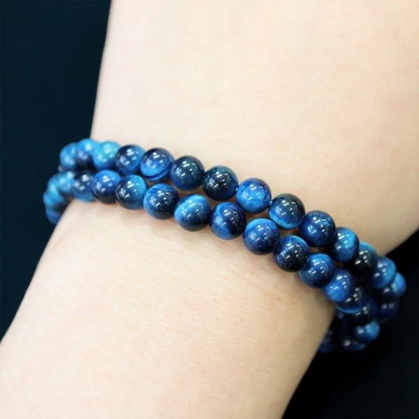 画像6: 【天然石】マリンブルータイガーアイ ブレスレット用 ビーズ 一連6mm【約59粒入り】パワーストーン 手芸 ハンドメイド アクセサリー パーツ きらきらぷんぷん丸 NS-065 (6)