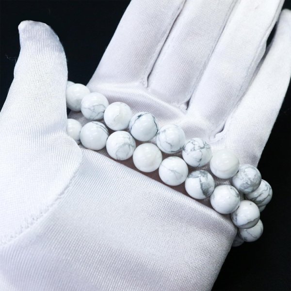 画像5: 【天然石】ハウライト ホワイトターコイズ ブレスレット用 ビーズ 一連 10mm【約38粒入り】パワーストーン 手芸 ハンドメイド アクセサリー パーツ きらきらぷんぷん丸 NS-069 (5)