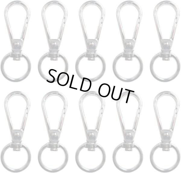 画像1: ナスカン 金属 回転フック 押し込み式【シルバー】銀 ストラップ アクセサリー 手芸 回転式 キーホルダー パーツ 金具 ハンドメイド 10個入り【全長50mm】きらきらぷんぷん丸 NSKR-007 (1)