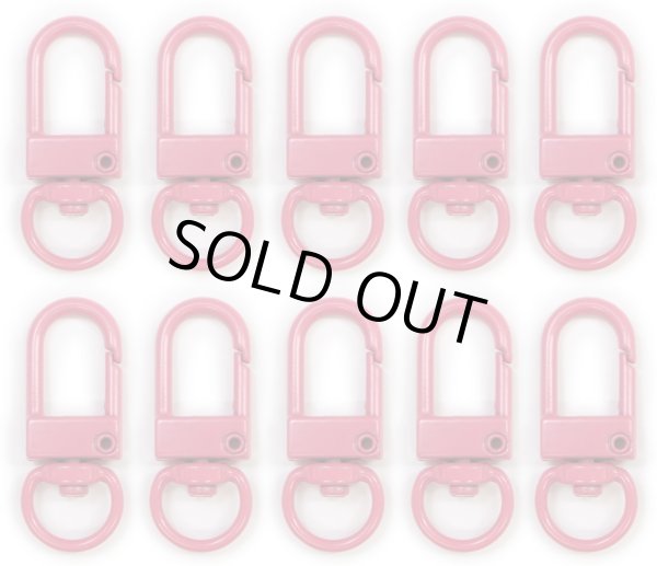 画像1: ナスカン 薄型 回転カン付き 内径約8mm 【ピンク】 ワンタッチ 10個入り 金属 キーホルダー パーツ 金具 ハンドメイド きらきらぷんぷん丸 NSKR-042 (1)