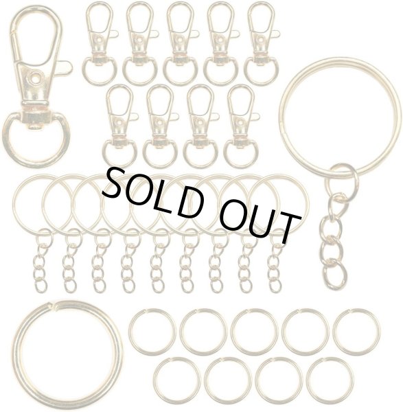 画像1: レバーナスカン キーリング 丸カン 3種セット【ゴールド】金 金属 ストラップ キーホルダー パーツ 金具【合計70個入り】きらきらぷんぷん丸 NSKR-046 (1)