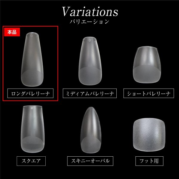 画像6: ネイルチップ ロングバレリーナ 240枚 10サイズ 付け爪 ロング 長さだし クリア 透明 セルフネイル ジェルネイル サンディング済み きらきらぷんぷん丸 NTIP-001 (6)