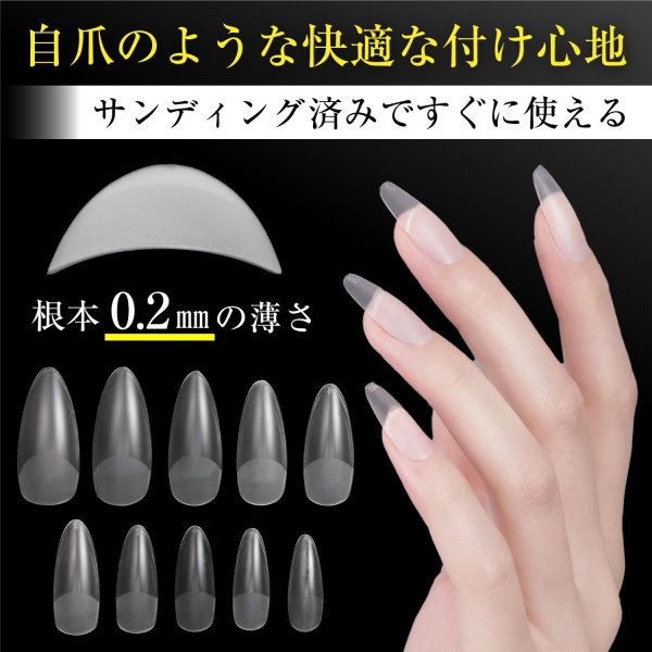 画像3: ネイルチップ スキニーオーバル 240枚 10サイズ 付け爪 ロング 長さだし クリア 透明 セルフネイル ジェルネイル サンディング済み きらきらぷんぷん丸 NTIP-005 (3)