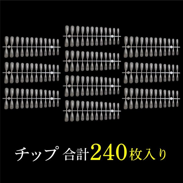 画像4: ネイルチップ スキニーオーバル 240枚 10サイズ 付け爪 ロング 長さだし クリア 透明 セルフネイル ジェルネイル サンディング済み きらきらぷんぷん丸 NTIP-005 (4)