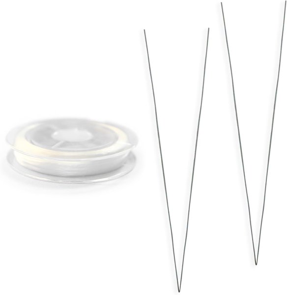 画像1: オペロンゴム ブレスレット用 【ホワイト】 白 約1mm 全長約10m ゴム通し ワイヤー付き 天然石 パワーストーン ビーズ 作成 修理 交換 ポリウレタンゴム テグス 手芸 きらきらぷんぷん丸 OPR-014 (1)