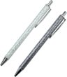 画像1: 油性ボールペン 黒インク 1mm 2本 【Bセット】 ノック式 太字 ラメ加工 キラキラ シルバー グレー 銀 灰色 おしゃれ プレゼント ギフト きらきらぷんぷん丸 PCA-009 (1)