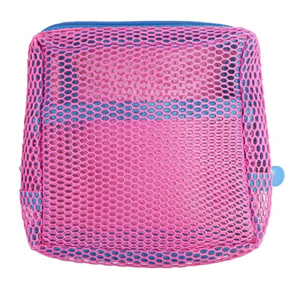 画像1: メッシュポーチ【ピンク】バイカラー メイク 化粧品 アクセサリー 洗面用具 旅行 出張 持ち運び 便利 おしゃれ きらきらぷんぷん丸 PCH-011 (1)
