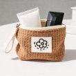 画像3: ポーチ 花柄 ワッフル【ブラウン】茶 ファスナー付 コスメ 化粧品 洗面用具 旅行 出張 小物 収納 持ち運び きらきらぷんぷん丸 PCH-012 (3)