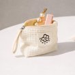 画像3: ポーチ 花柄 ワッフル【ベージュ】ファスナー付 コスメ 化粧品 洗面用具 旅行 出張 小物 収納 持ち運び きらきらぷんぷん丸 PCH-013 (3)