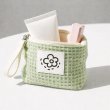 画像3: ポーチ 花柄 ワッフル【グリーン】緑 ファスナー付 コスメ 化粧品 洗面用具 旅行 出張 小物 収納 持ち運び きらきらぷんぷん丸 PCH-014 (3)