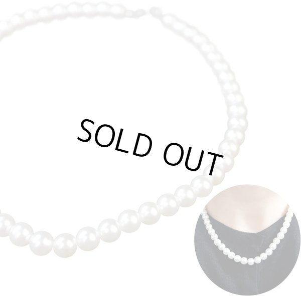 画像1: パールネックレス シンプル 樹脂真珠 レディース フォーマル 長さ約40cm パール直径約8mm 冠婚葬祭 入学式 卒業式 結婚式 きらきらぷんぷん丸 PN-001 (1)