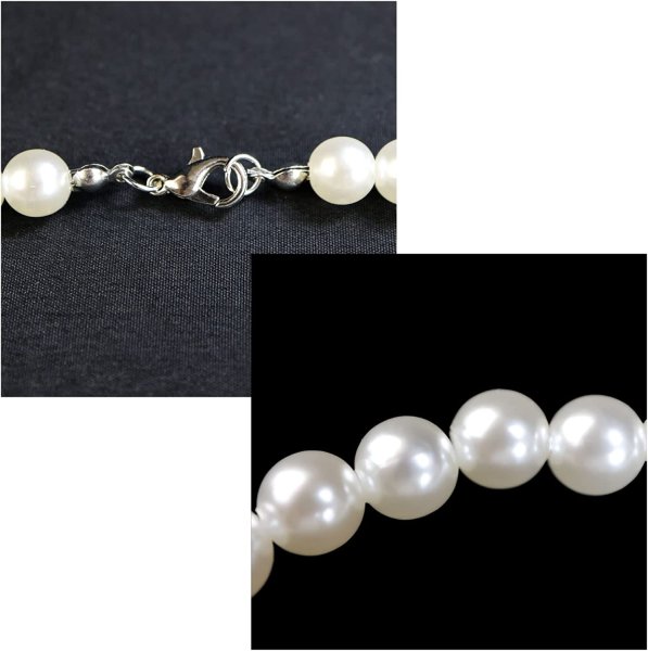 画像4: パールネックレス シンプル 樹脂真珠 レディース フォーマル 長さ約40cm パール直径約8mm 冠婚葬祭 入学式 卒業式 結婚式 きらきらぷんぷん丸 PN-001 (4)