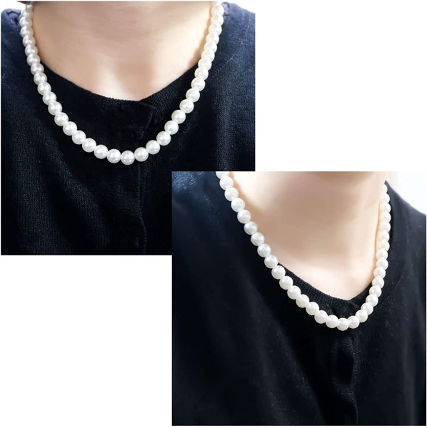 画像6: パールネックレス シンプル 樹脂真珠 レディース フォーマル 長さ約40cm パール直径約8mm 冠婚葬祭 入学式 卒業式 結婚式 きらきらぷんぷん丸 PN-001 (6)
