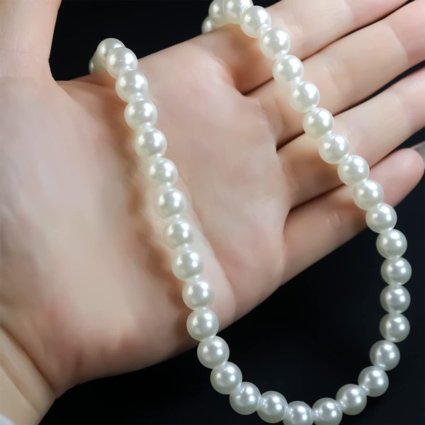 画像7: パールネックレス シンプル 樹脂真珠 レディース フォーマル 長さ約40cm パール直径約8mm 冠婚葬祭 入学式 卒業式 結婚式 きらきらぷんぷん丸 PN-001 (7)
