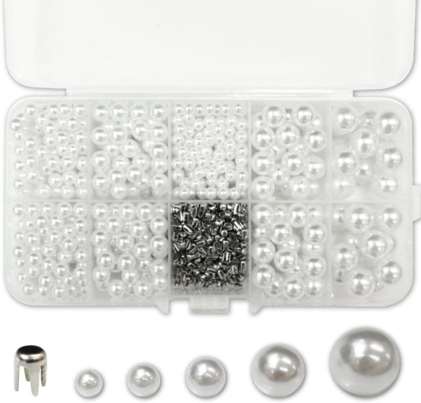 画像1: パール 穴無し【ホワイト】白 レジン アクセサリー 手芸 DIY アクセサリー ハンドメイド パーツ パールセットマシン使用可能 約545個入り【4mm 5mm 6mm 8mm 10mm】きらきらぷんぷん丸 PRLAN-001 (1)
