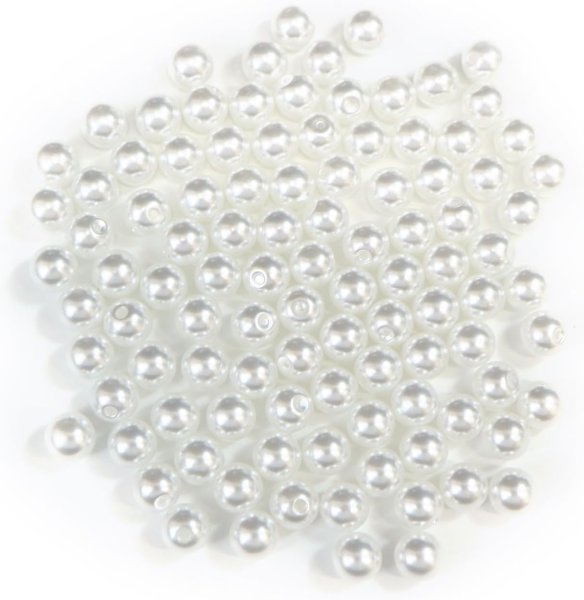 画像1: パールパーツ【ホワイト】6mm 片穴 約100個入り お得セット アクセサリー 丸玉 ラウンド 手芸 ハンドメイド DIY 光沢 樹脂 きらきらぷんぷん丸 PRLAN-003 (1)