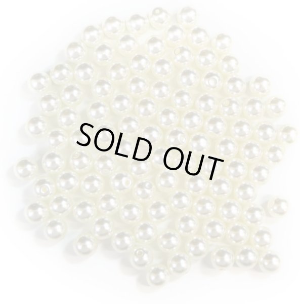 画像1: パールパーツ【アイボリー】6mm 片穴 約100個入り お得セット アクセサリー 丸玉 ラウンド 手芸 ハンドメイド DIY 光沢 樹脂 きらきらぷんぷん丸 PRLAN-004 (1)