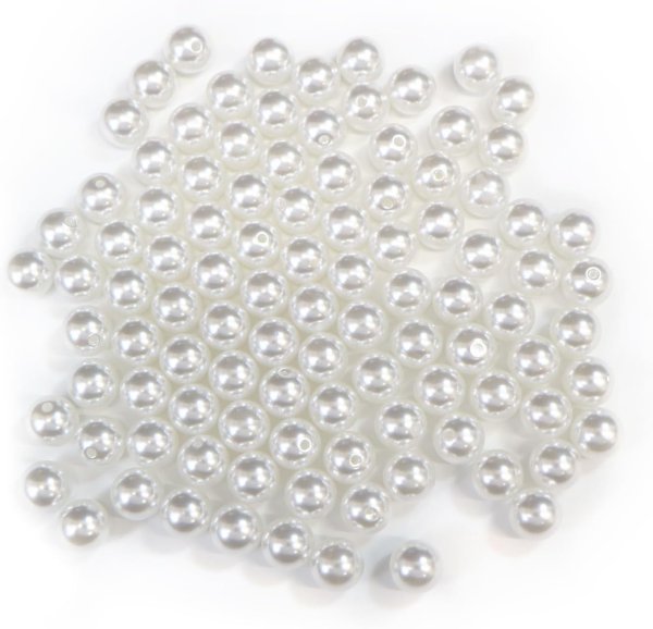画像1: パールパーツ【ホワイト】8mm 片穴 約100個入り お得セット アクセサリー 丸玉 ラウンド 手芸 ハンドメイド DIY 光沢 樹脂 きらきらぷんぷん丸 PRLAN-005 (1)