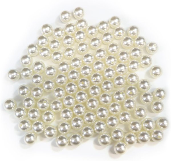 画像1: パールパーツ【アイボリー】8mm 片穴 約100個入り お得セット アクセサリー 丸玉 ラウンド 手芸 ハンドメイド DIY 光沢 樹脂 きらきらぷんぷん丸 PRLAN-006 (1)