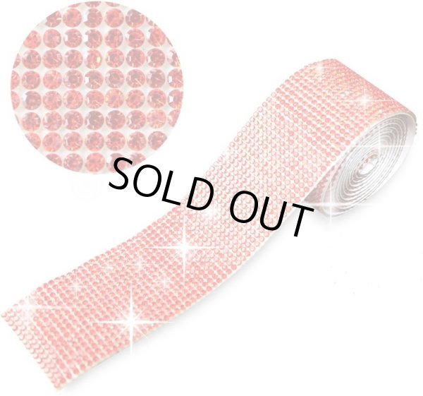 画像1: ラインストーン テープ キラキラ デコレーションシール 幅広【レッド】1巻 幅35mm×長さ915mm きらきらぷんぷん丸 R016 (1)