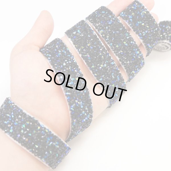 画像7: ランダムラインストーン テープ キラキラ デコレーションシール【黒 ブラック オーロラ】1巻 幅約20mm×長さ約900mm きらきらぷんぷん丸 R068 (7)