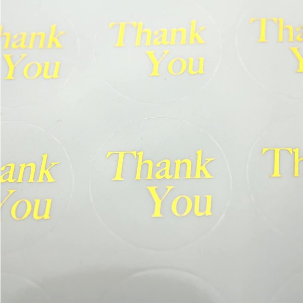 画像5: 【アウトレット】Thank you シール 訳あり シートタイプ ありがとうシール 感謝シール ギフトシール ラッピング 丸 円 透明 ゴールド 箔押し 100枚+予備20枚入りx〔1セット〕 シールサイズ約25×25mm 大容量 きらきらぷんぷん丸 TYF-GOLD (5)