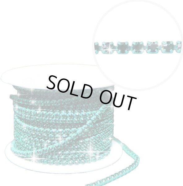 画像1: ラインストーンチェーン ネイル チェーン デコレーション ダイヤストーンチェーン【グリーン】1巻 幅約2.5mm×長さ約10ヤード 手芸 ハンドメイド デコ DIY きらきらぷんぷん丸 RC-011 (1)