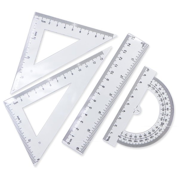 画像1: 定規セット 4点セット 15cm定規 分度器 三角定規 ものさし 文房具 きらきらぷんぷん丸 RL-001 (1)