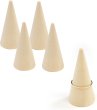 画像1: リングスタンド 木製 【5x2.5cm】 5個入り 指輪ホルダー リングホルダー 指輪置き 指輪 木目 円錐 収納 展示 保管 ディスプレイ きらきらぷんぷん丸 RSH-002 (1)
