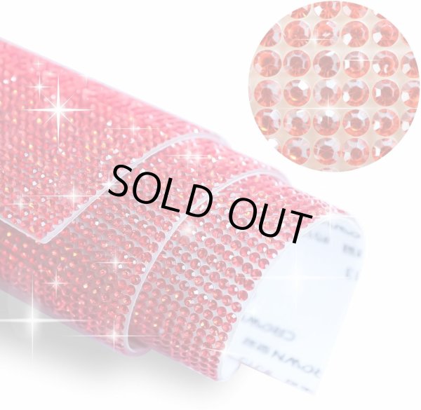 画像1: ラインストーンシール 粘着あり デコレーション スマホ シート ステッカー A4大きめサイズ 【レッド】1シート 240x400mm きらきらぷんぷん丸 S008 (1)