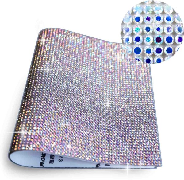 画像4: ラインストーンシール 粘着あり デコレーション スマホ シート ステッカー 大きめスマホサイズ【オーロラ】1シート 120x200mm きらきらぷんぷん丸 S021 (4)