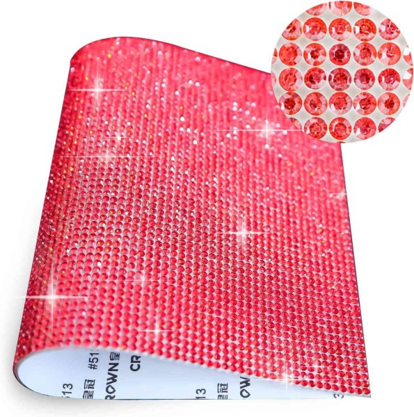画像4: ラインストーンシール 粘着あり デコレーション スマホ シート ステッカー 大きめスマホサイズ【レッド】1シート 120x200mm きらきらぷんぷん丸 S023 (4)