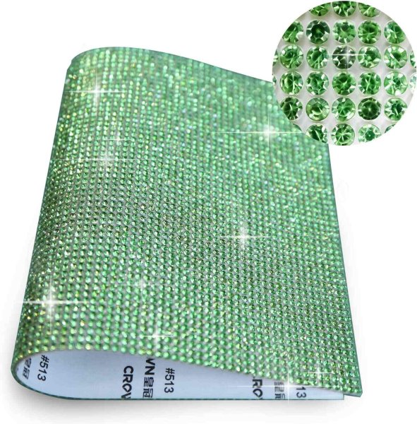 画像4: ラインストーンシール 粘着あり デコレーション スマホ シート ステッカー 大きめスマホサイズ【ペリドット】1シート 120x200mm きらきらぷんぷん丸 S028 (4)