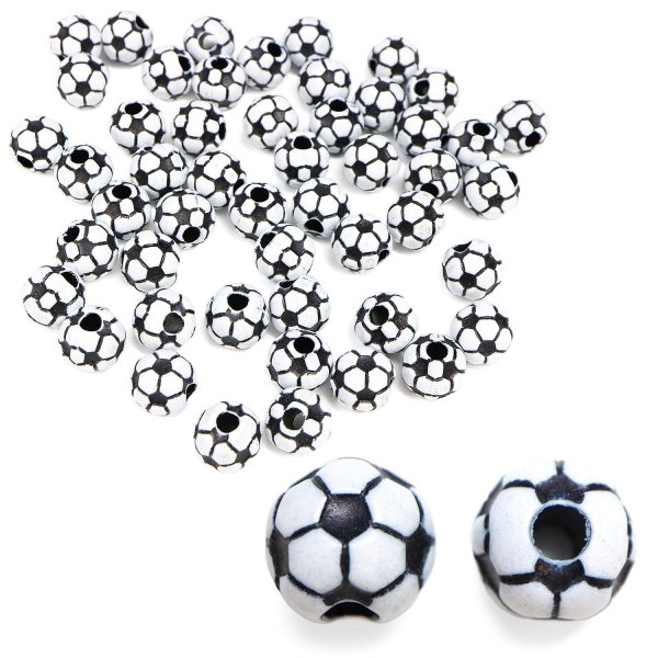 画像1: スポーツボールビーズ 【サッカーボール】11.5mm 50個入り 手芸用品 ハンドメイド 材料 アクセサリー パーツ ブレスレット きらきらぷんぷん丸 SBB-004 (1)